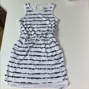 A white and black striped dress